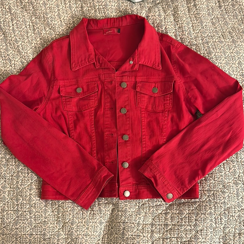Apple bottoms red denim jacket